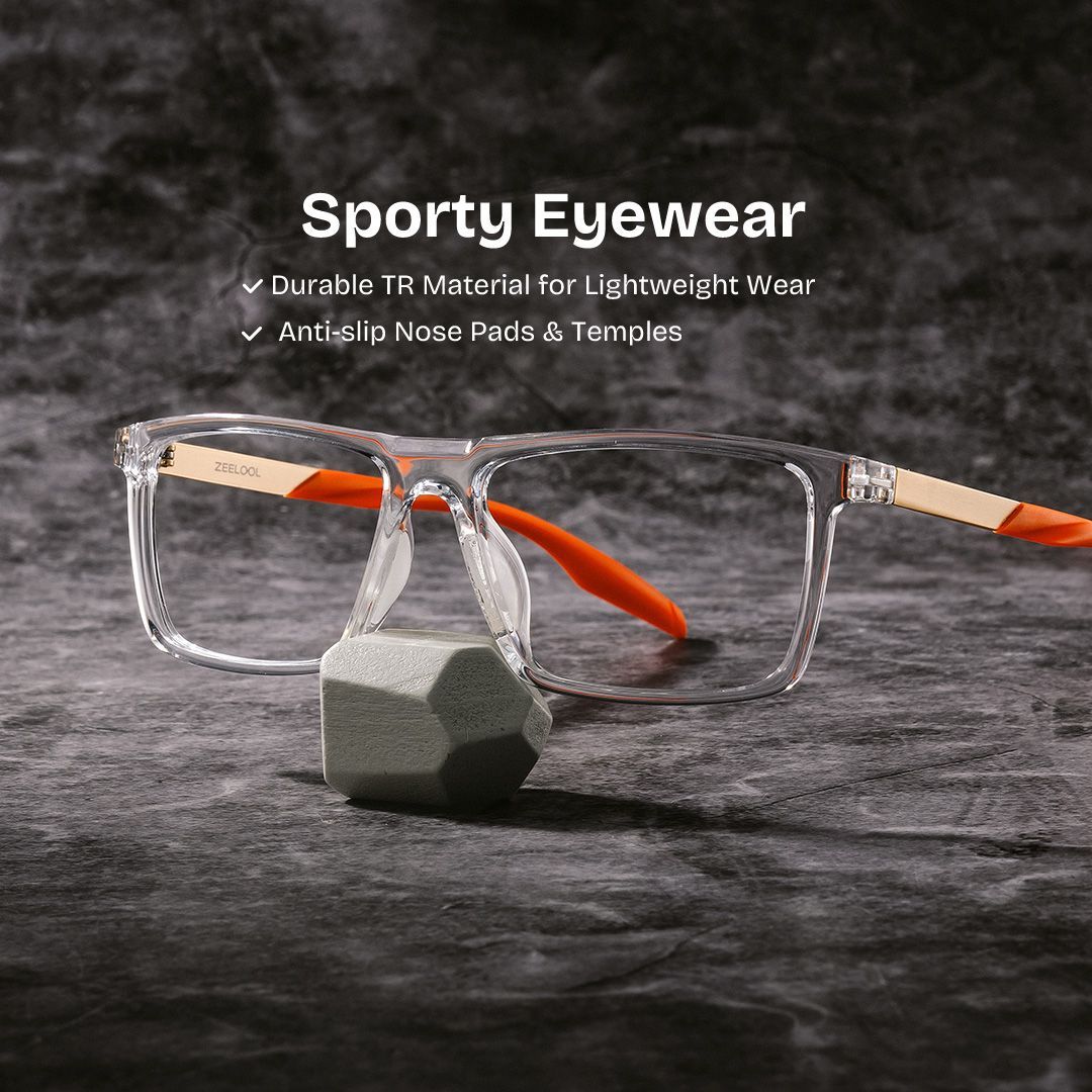 Lunettes Active à monture orange transparent avec monture rectangulaire en ligne | ZEELOOL0