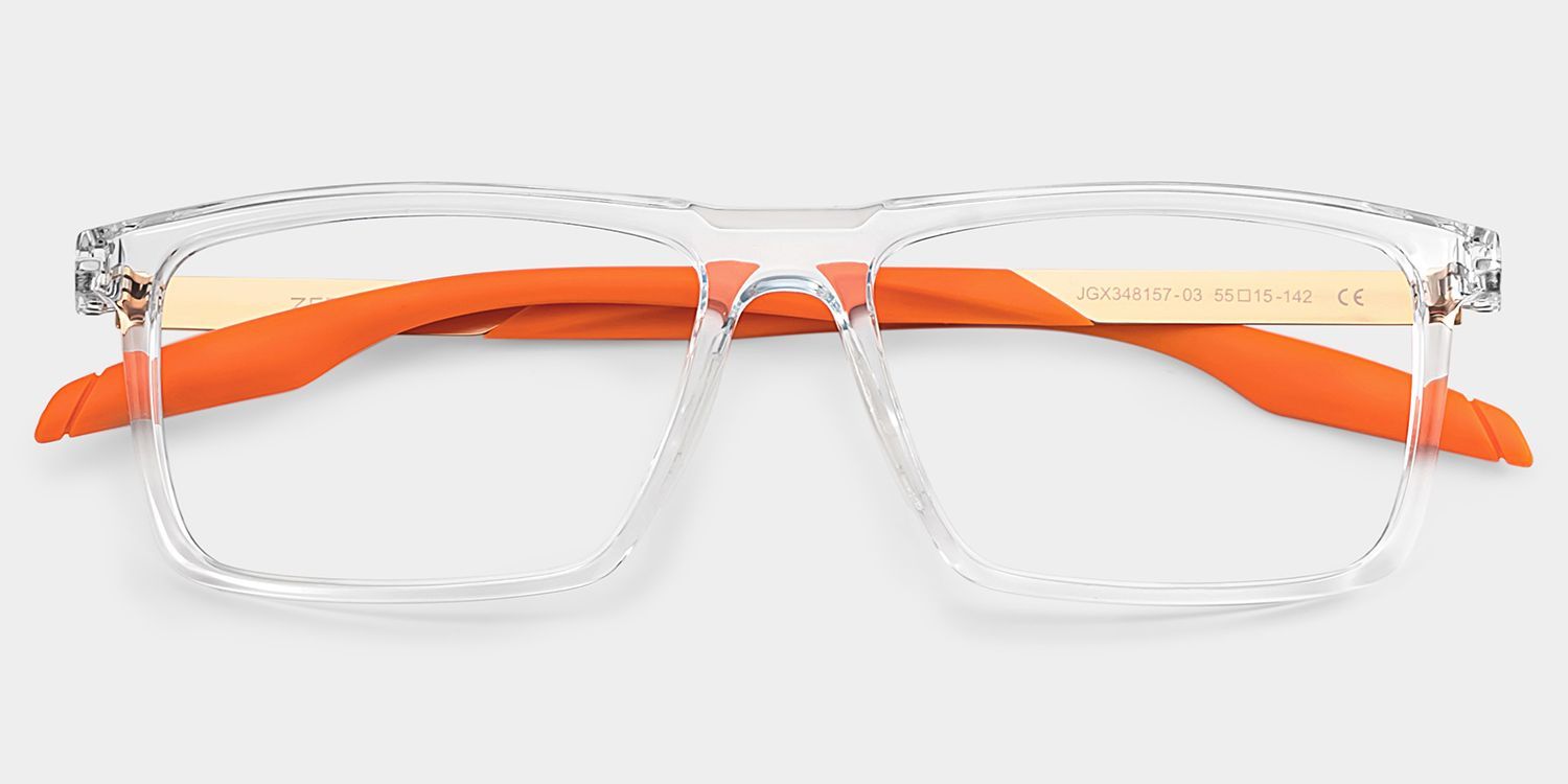 Lunettes Active à monture orange transparent avec monture rectangulaire en ligne | ZEELOOL2