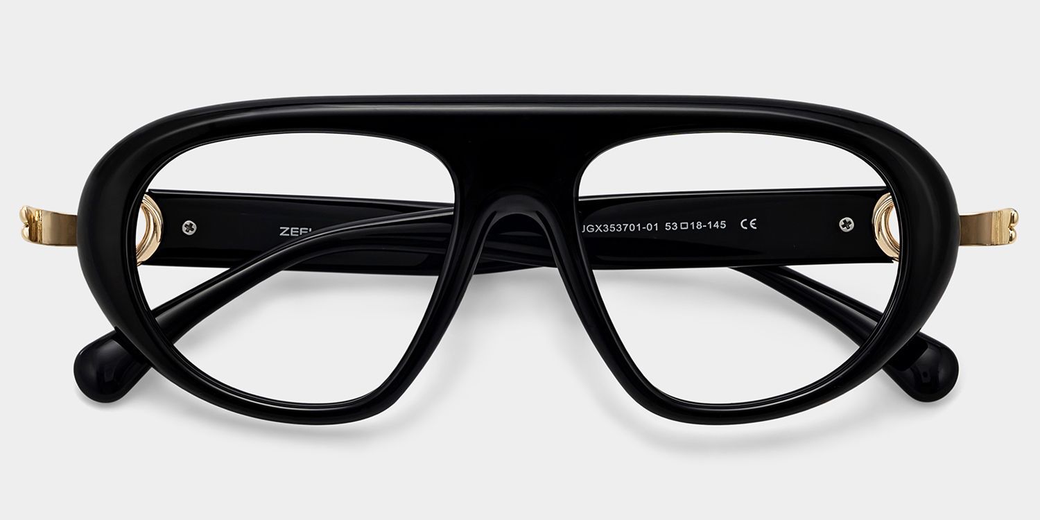 Acheter des Lunettes Aviateur Fines Noires Aveline en Ligne | ZEELOOL1