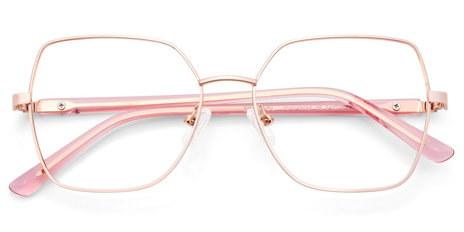 Lunettes or rose pour femmes avec des branches roses transparentes2