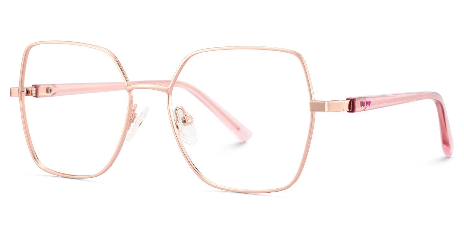 Lunettes or rose pour femmes avec des branches roses transparentes3