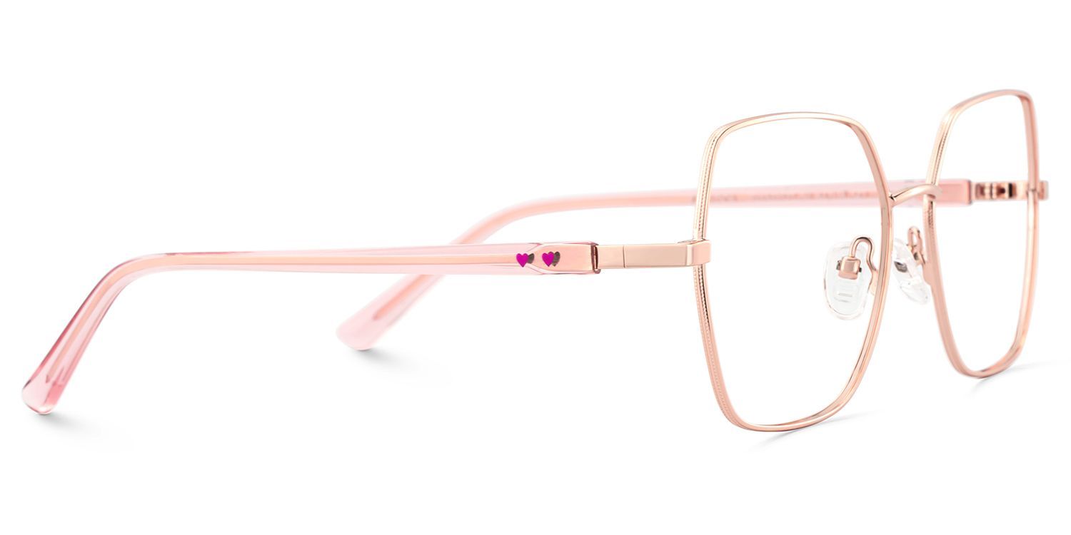 Lunettes or rose pour femmes avec des branches roses transparentes3