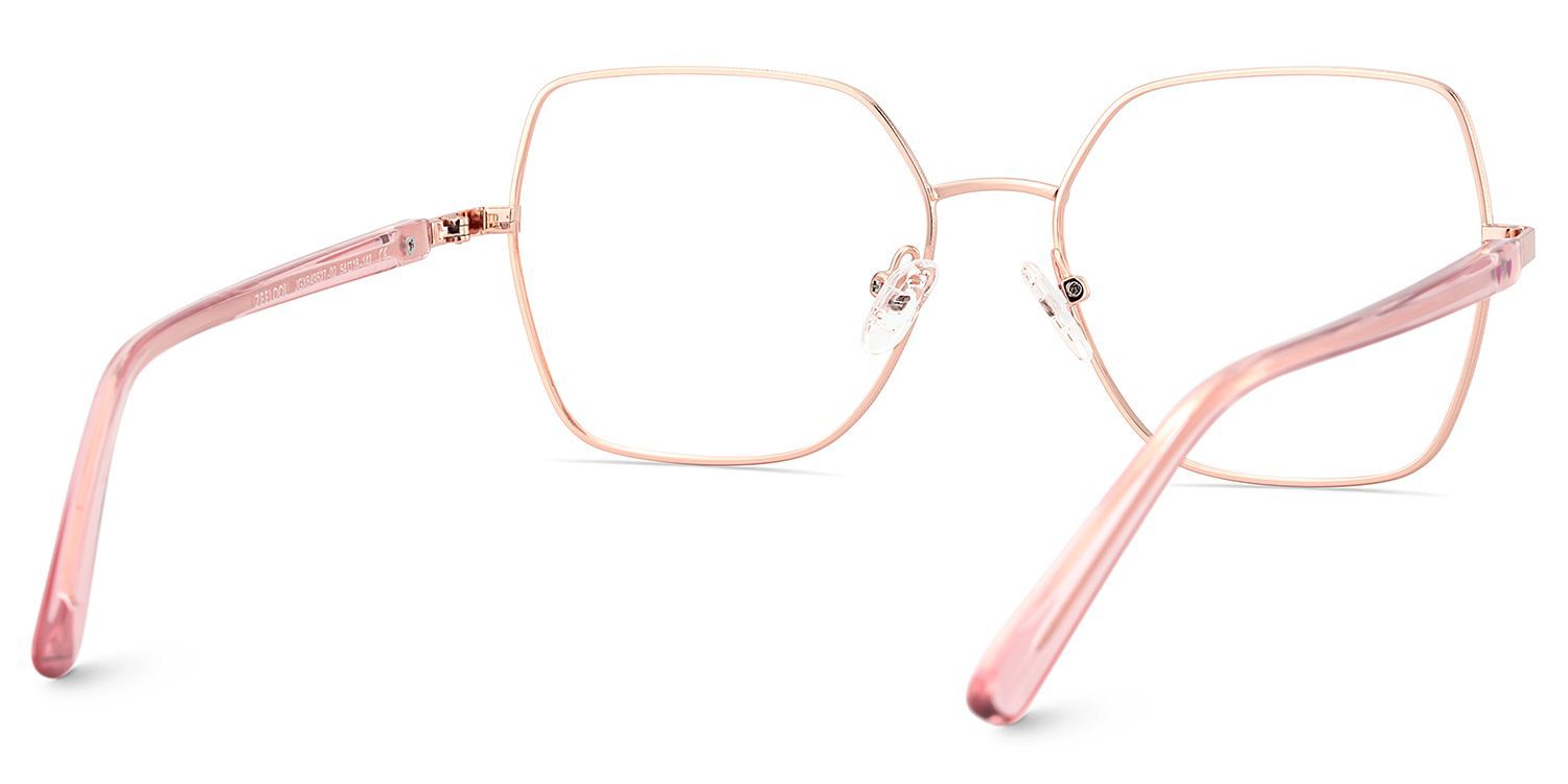 Lunettes or rose pour femmes avec des branches roses transparentes5