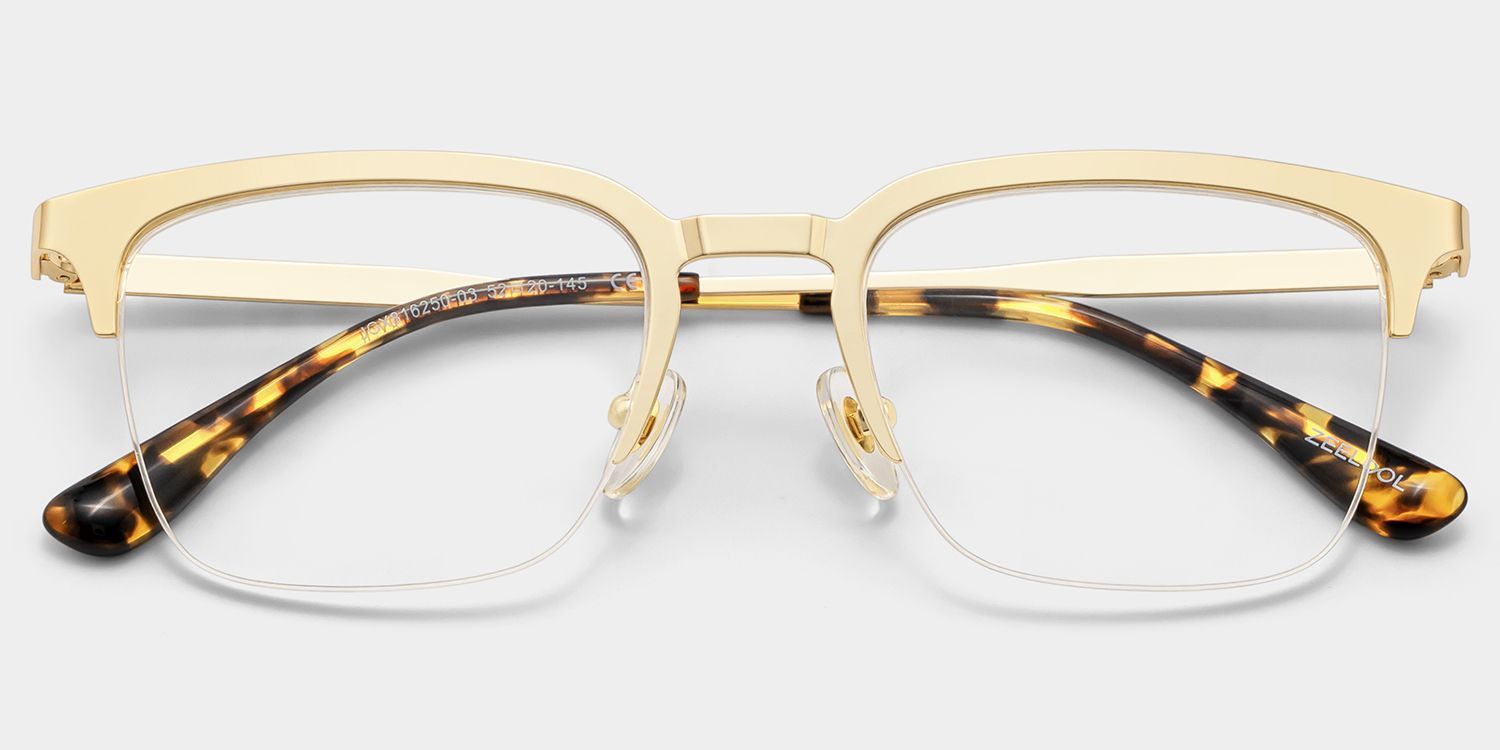 Monture de lunettes Browline dorée Peyton pour homme | ZEELOOL1