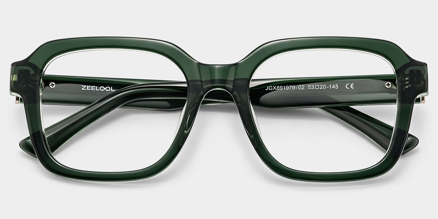 Montures de lunettes carrées vertes Parker pour femmes | ZEELOOL1