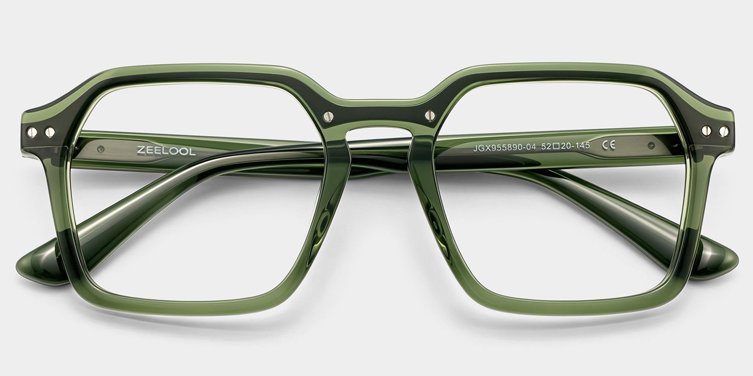 Lunettes Brendan Vertes Géométriques à Monture Mixte | ZEELOOL1