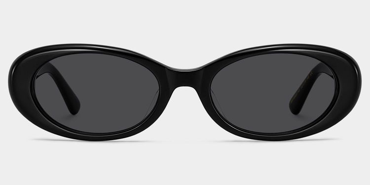 Les années 90 Noir Ovale lunettes de soleil