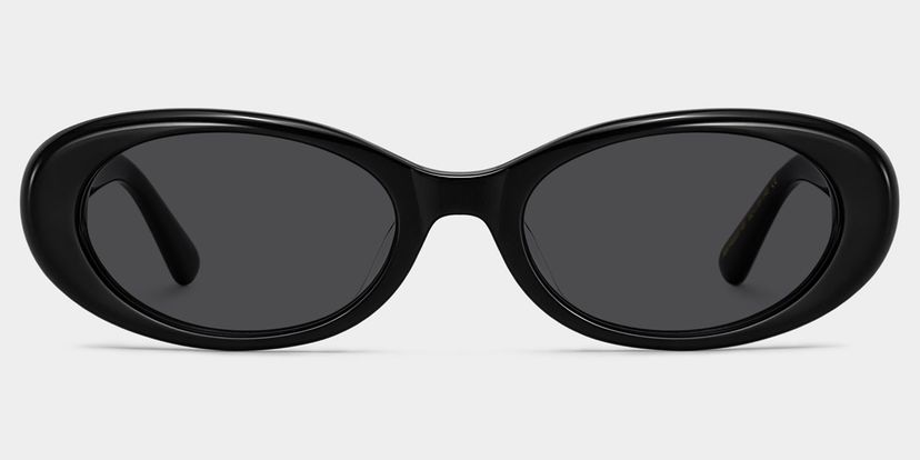 Les années 90 Noir Ovale lunettes de soleil