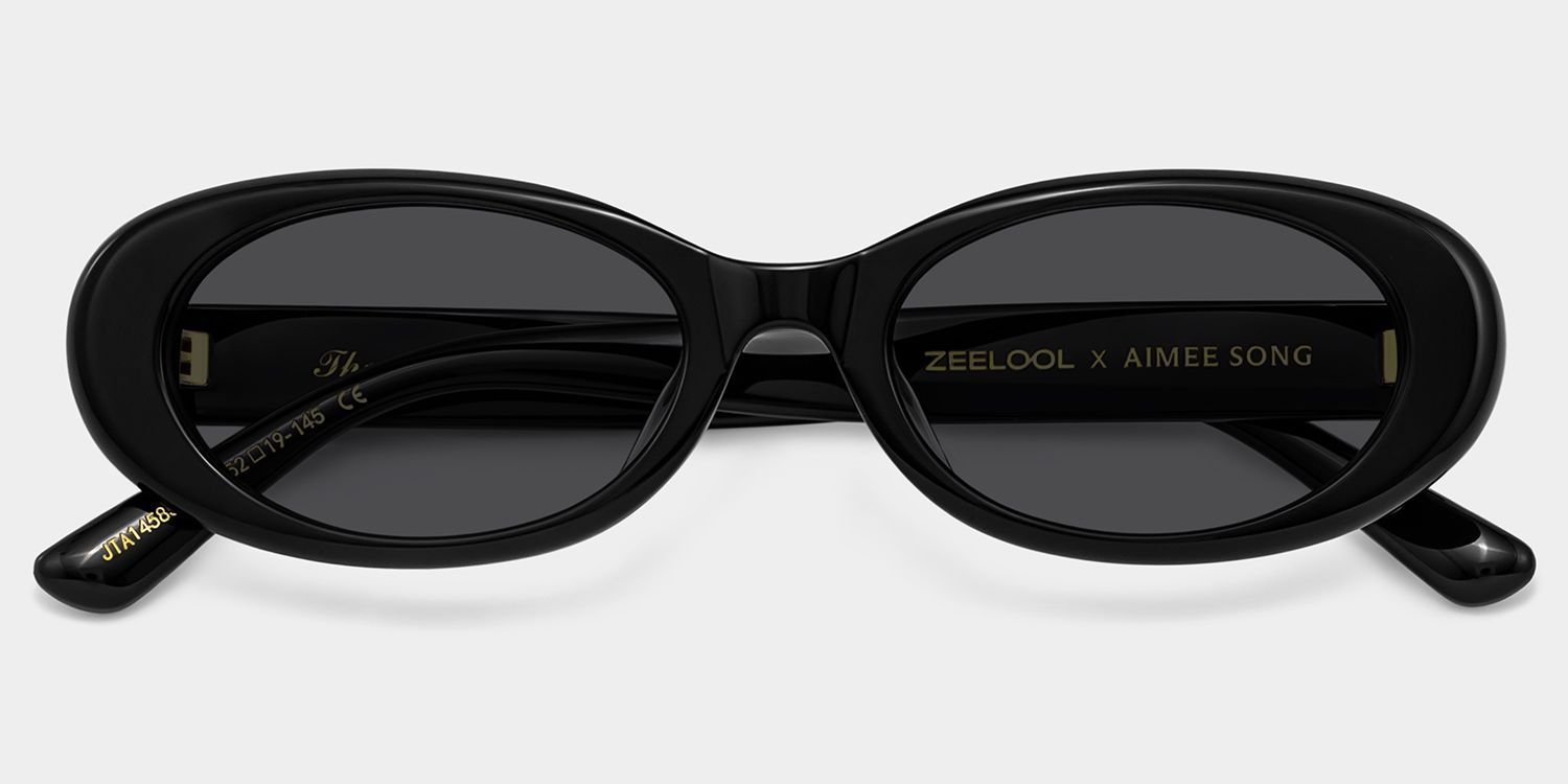 ZEELOOL x Aimee Song The 90s Lunettes de soleil ovales noires2