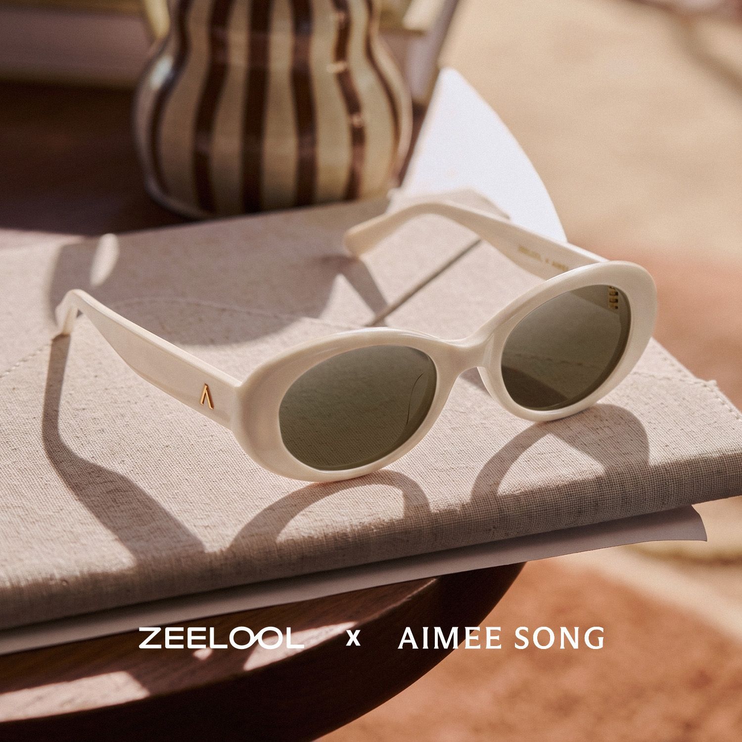 Lunettes de soleil ovales blanches Les années 90 ZEELOOL x Aimee Song0