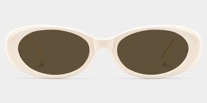 Les années 90 Blanc Ovale lunettes de soleil