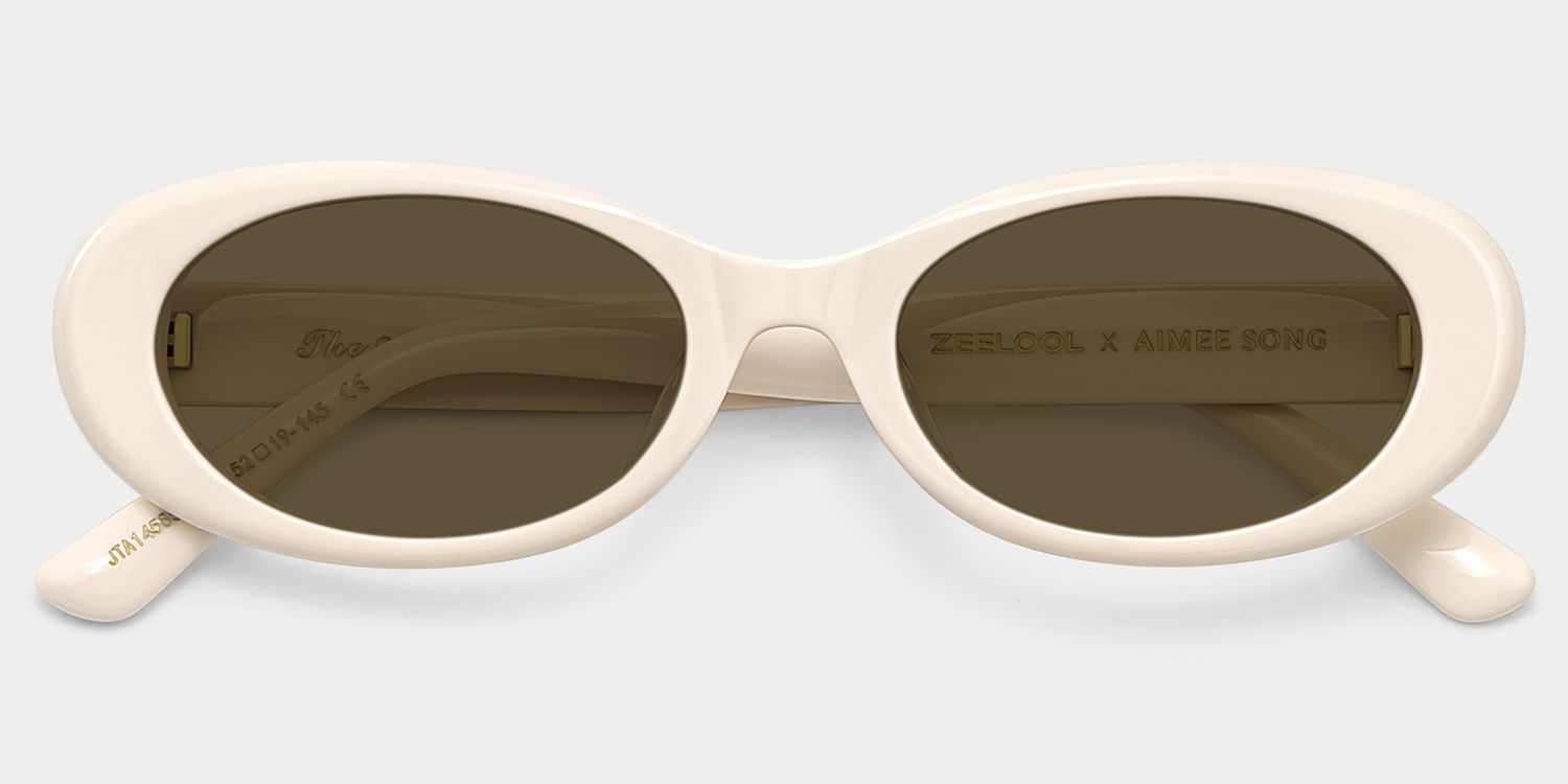 Lunettes de soleil ovales blanches Les années 90 ZEELOOL x Aimee Song2