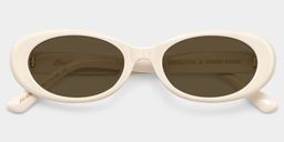 Les années 90 Blanc Ovale lunettes de soleil2