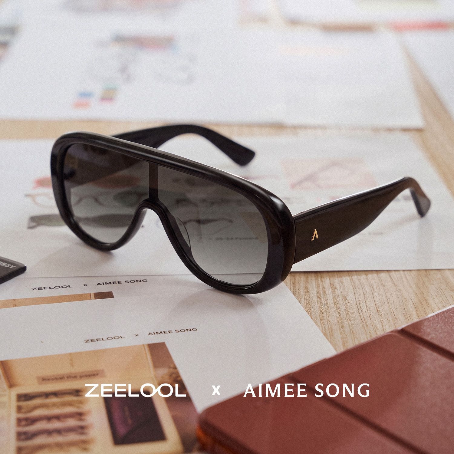 Lunettes de soleil noires The Shield ZEELOOL x Aimee Song0