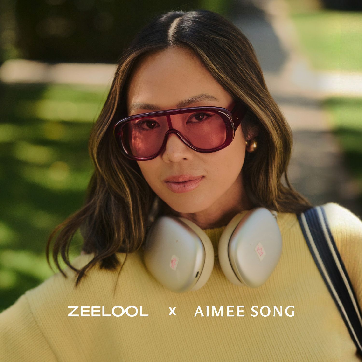 Lunettes de soleil rouges ZEELOOL x Aimee Song The Shield0