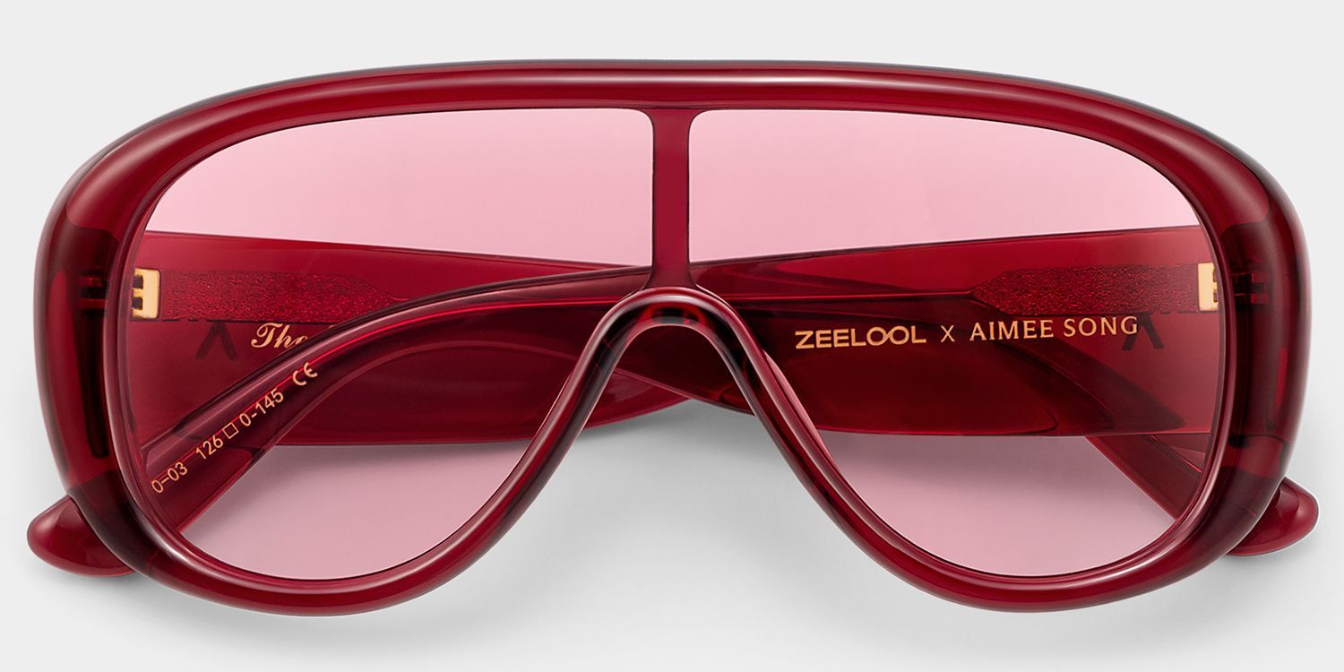 Lunettes de soleil rouges ZEELOOL x Aimee Song The Shield2