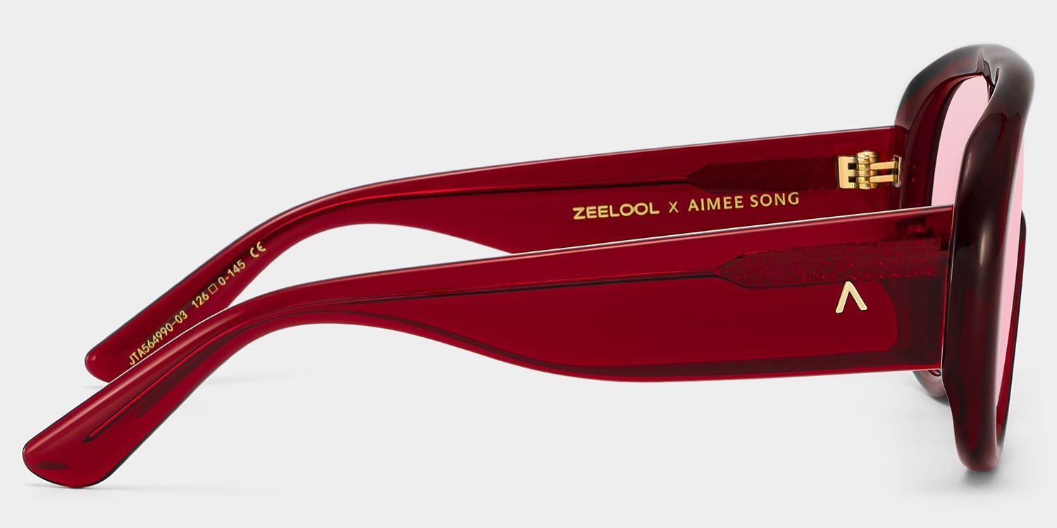 Lunettes de soleil rouges ZEELOOL x Aimee Song The Shield4