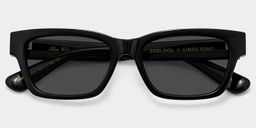 Le Classique Noir Rectangulaire lunettes de soleil2