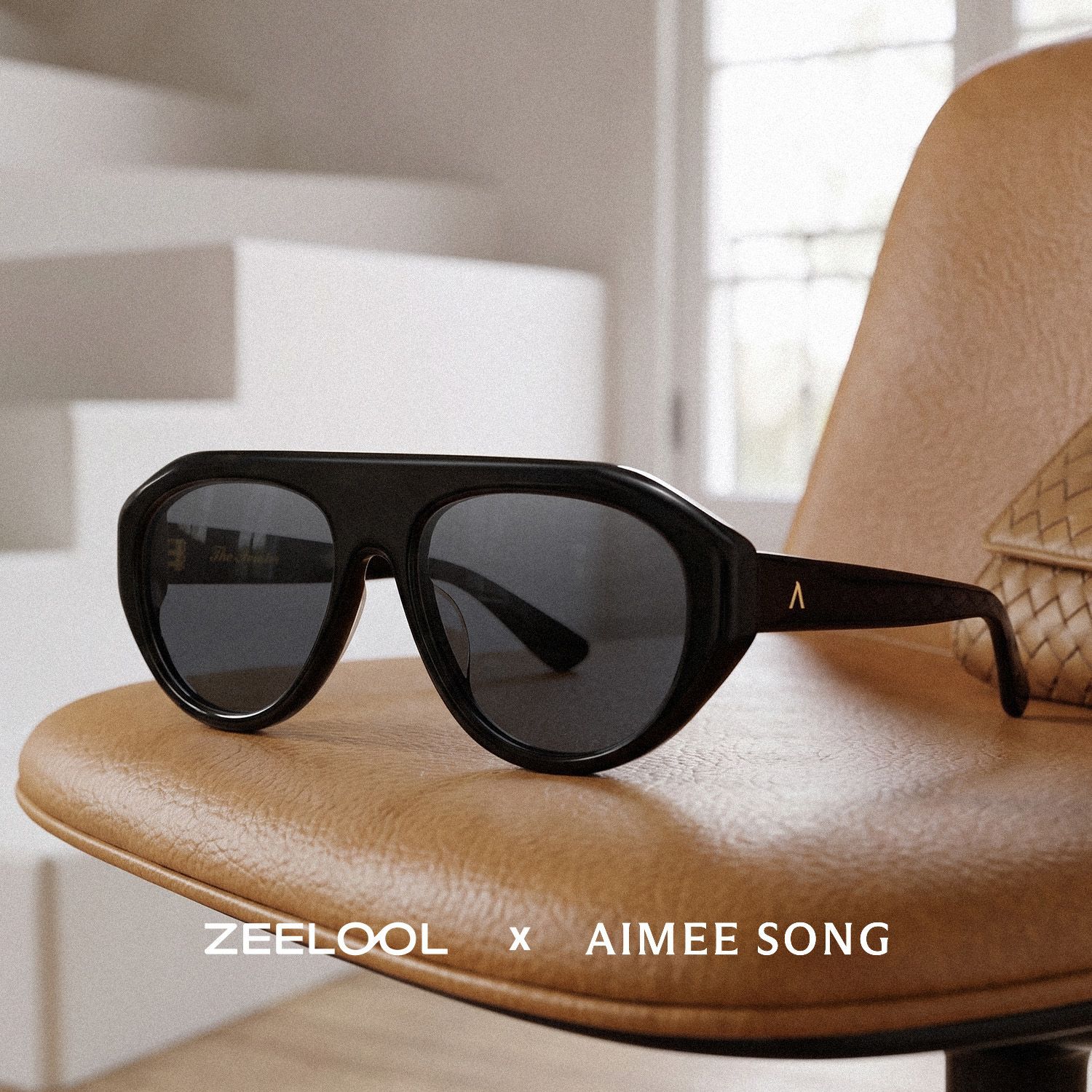 Lunettes de soleil noires The Aviator ZEELOOL x Aimee Song0