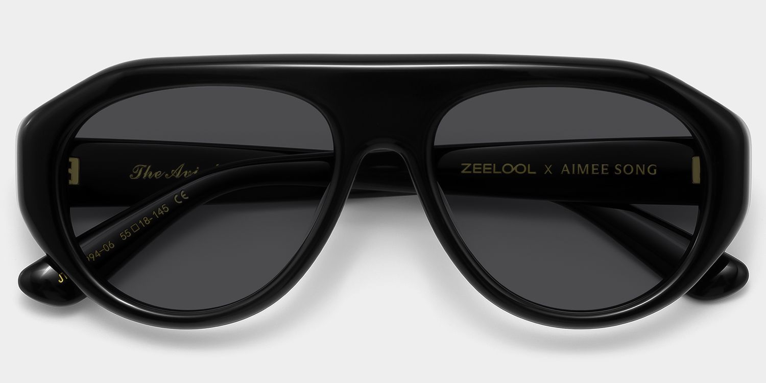 Lunettes de soleil noires The Aviator ZEELOOL x Aimee Song2