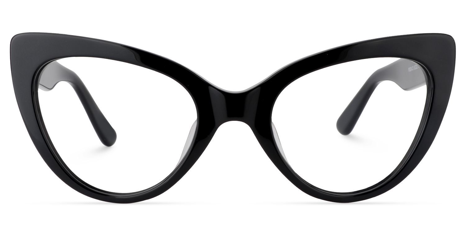 Lunettes Claudette à monture œil de chat noir pur | Zeelool0
