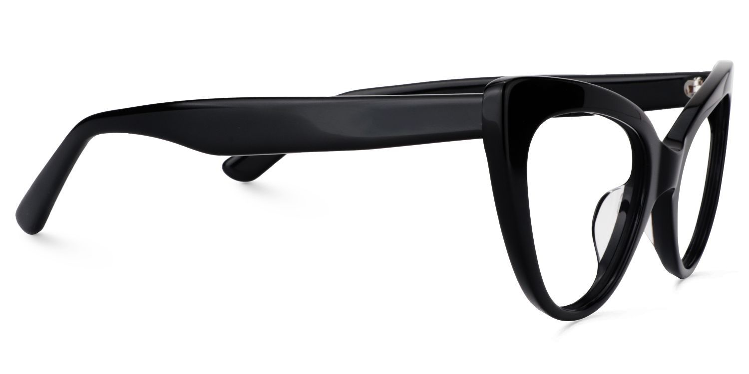 Lunettes Claudette à monture œil de chat noir pur | Zeelool3