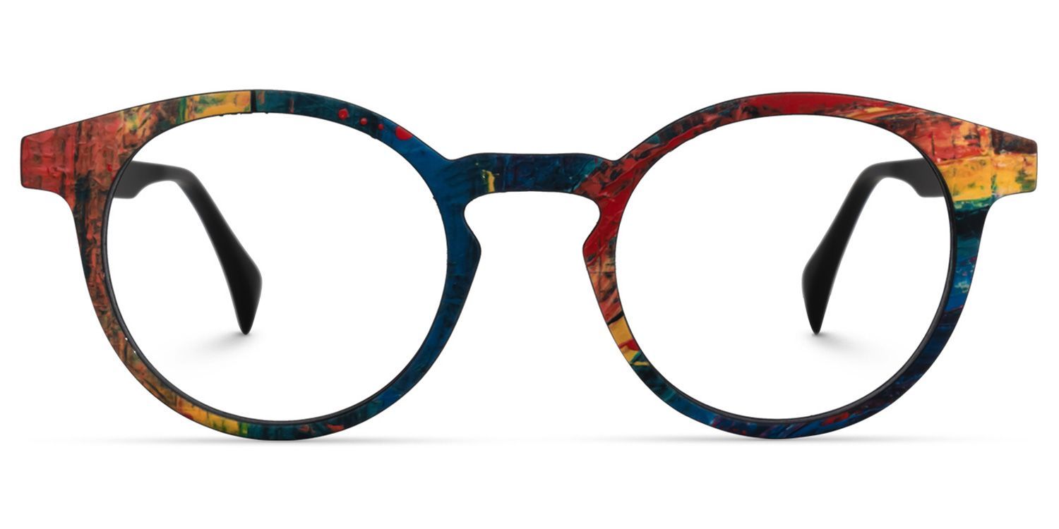 Lunettes rondes bleu-rouge Artiste de rue | Lunettes Zeelool1