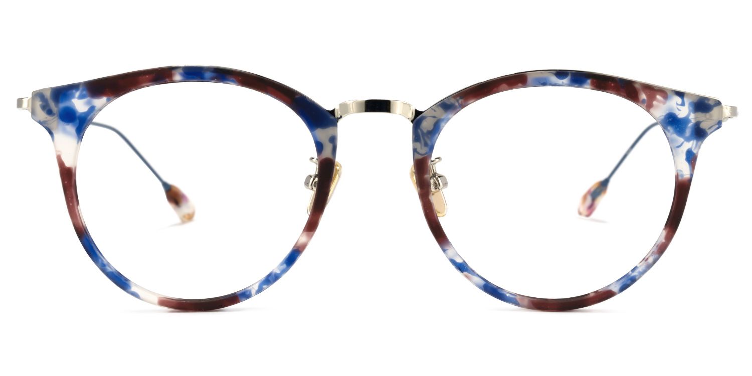 Qahira Lunettes rondes Bleu Tortoise0