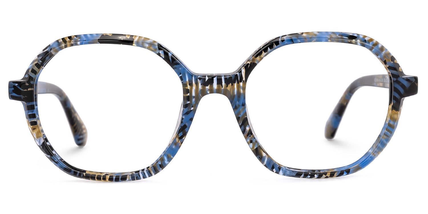 Selma Bleue Floral Géométrique Lunettes0