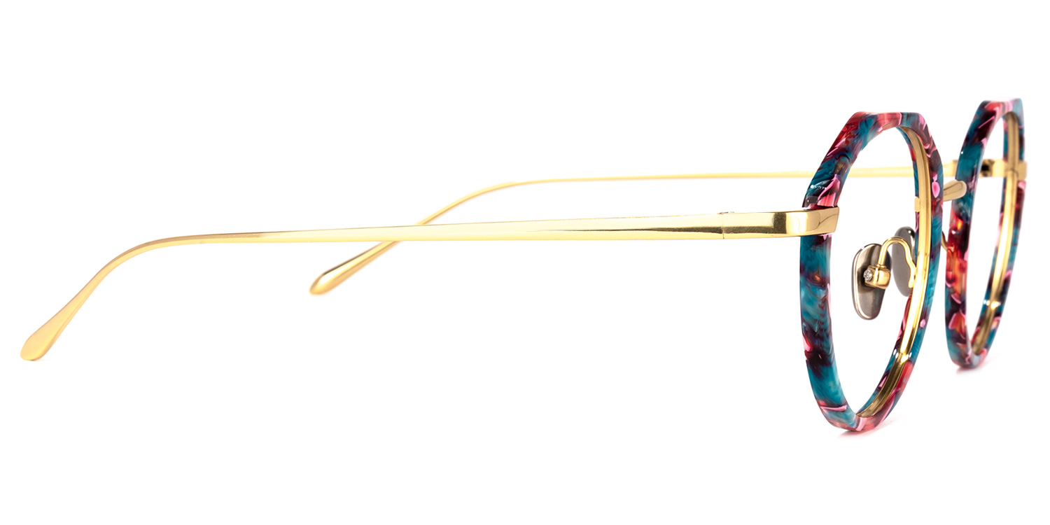 Erin Lunettes géométriques à motifs floraux bleus2