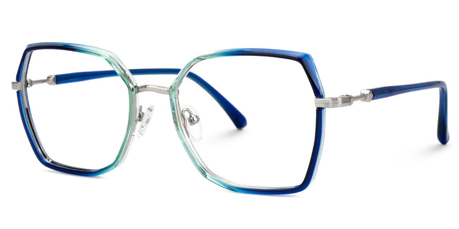 Burt Bleu-Vert Géométrique Lunettes1