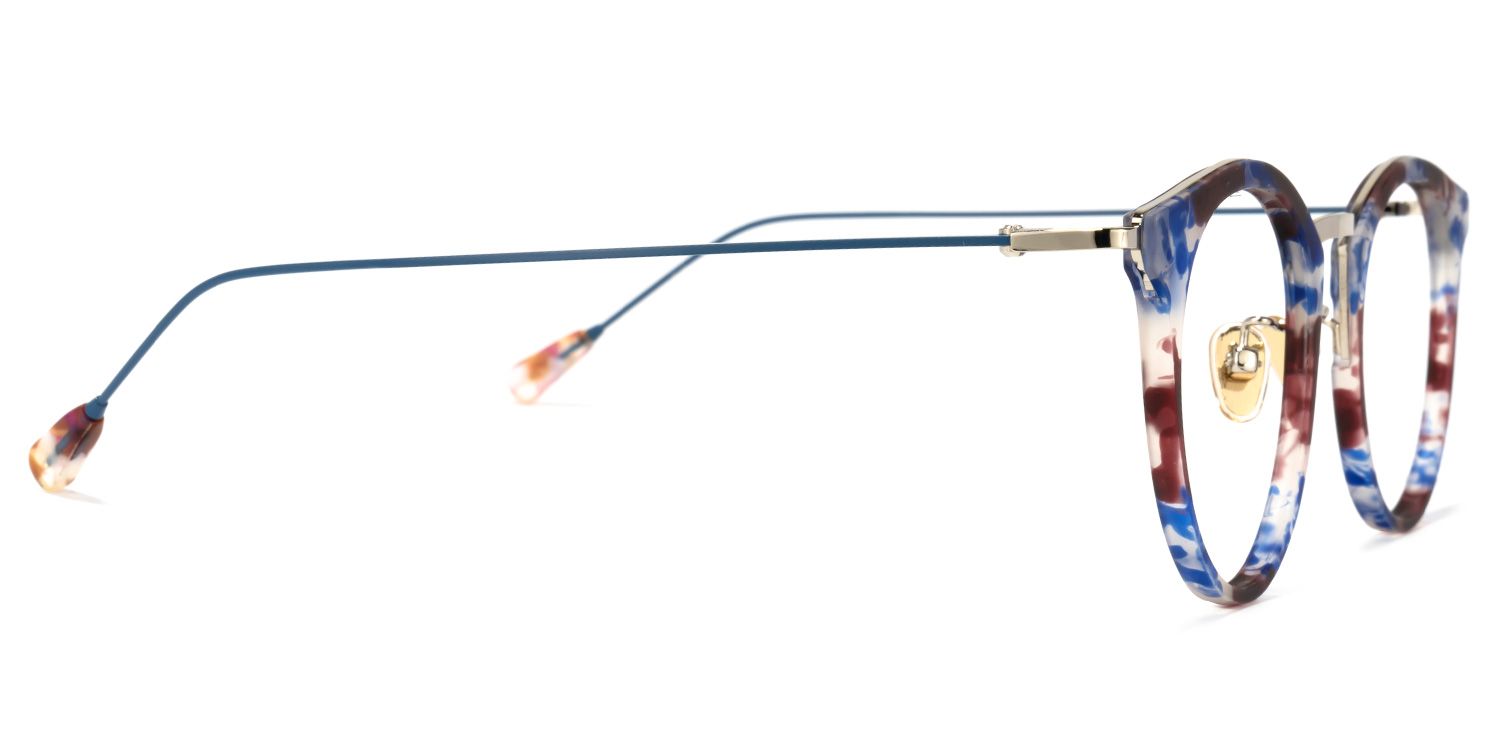 Qahira Lunettes rondes Bleu Tortoise2