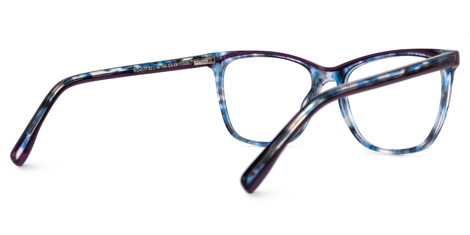 Mahalia Bleue Floral Rectangle Lunettes3
