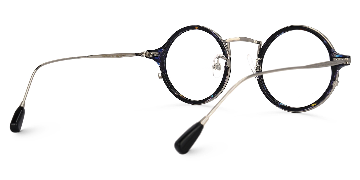 Hadassah Lunettes rondes à motif floral bleu3