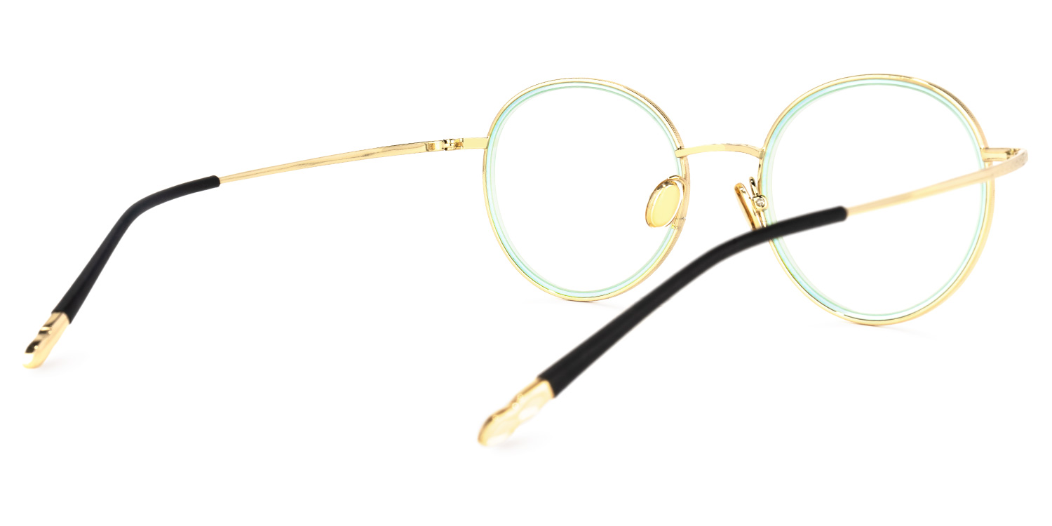 LaWana Lunettes Rondes Dorées Vertes3