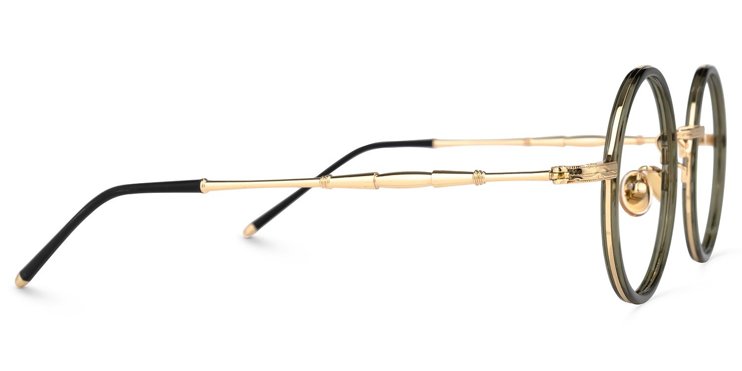 Rina Or Vert Ronde Lunettes3