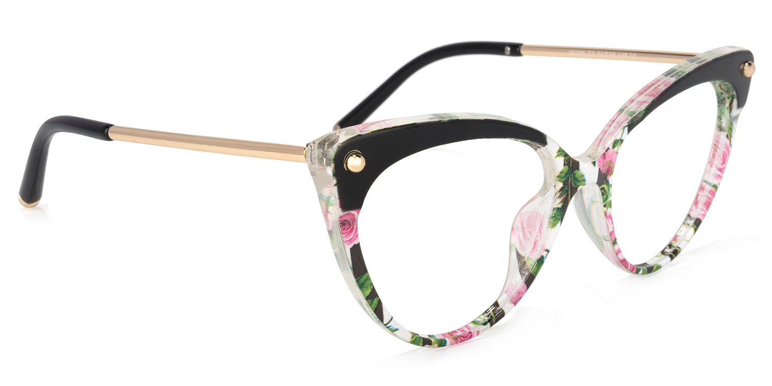 Alivia Rose Vert Floral Cat Eye Lunettes2