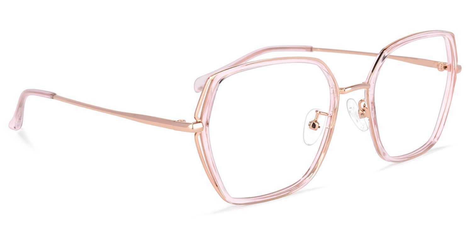 Uan Lunettes géométriques en cristal rose 2