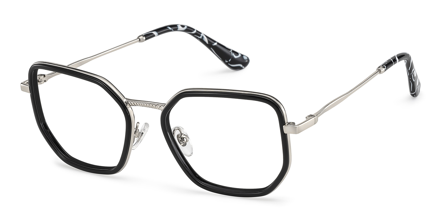 Levi Noir Géométrique Lunettes2