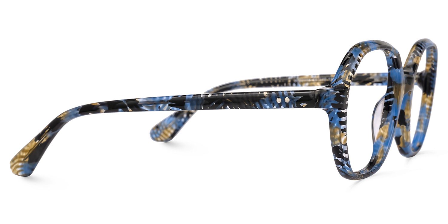 Selma Bleue Floral Géométrique Lunettes2
