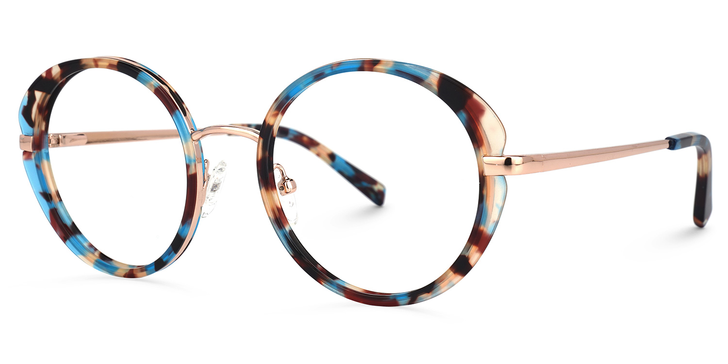 Layla Bleue Tortue Ronde Lunettes1
