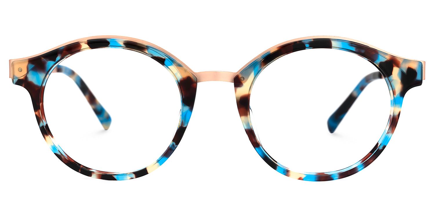Mamie Bleue Floral Ronde Lunettes0