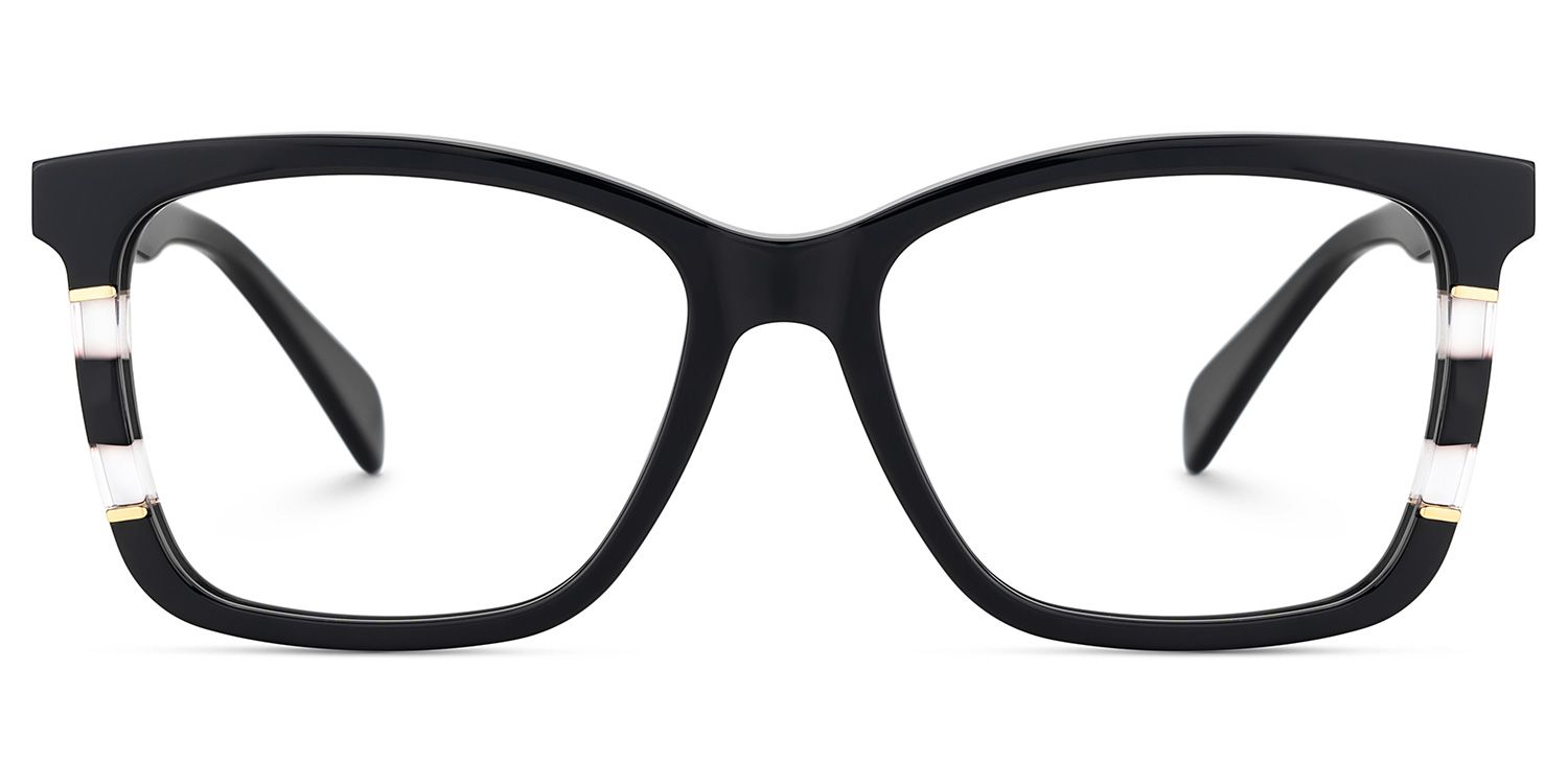 Clara Noir Rectangle Lunettes0