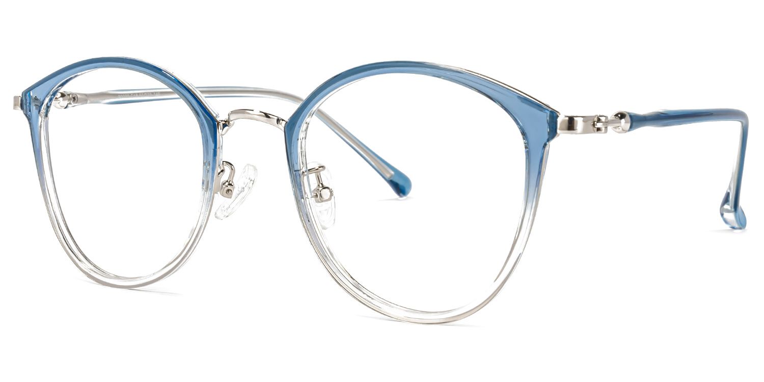 Basilia Lunettes rondes en cristal bleu1