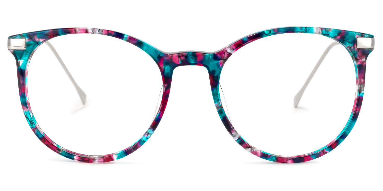 Lenid Bleu Floral Ronde Lunettes0