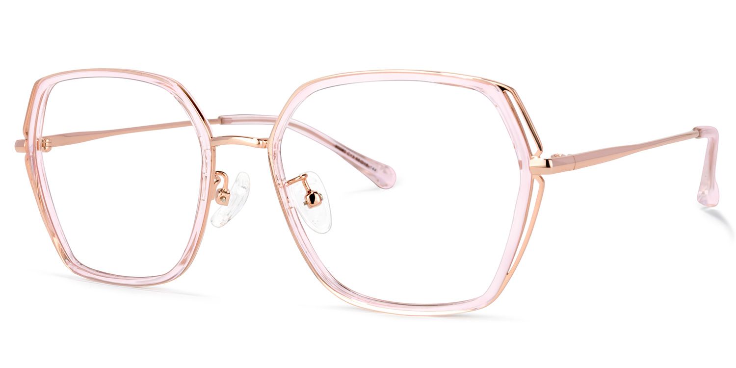 Uan Lunettes géométriques en cristal rose 1