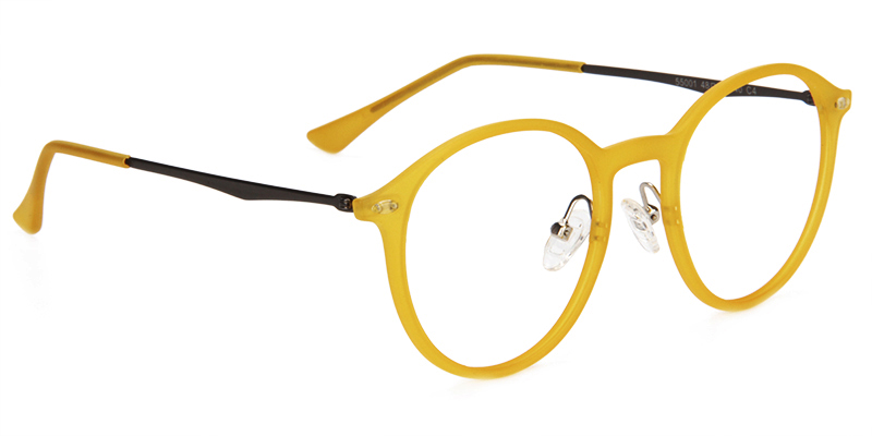 Dolores Lunettes rondes jaunes à monture pleine3