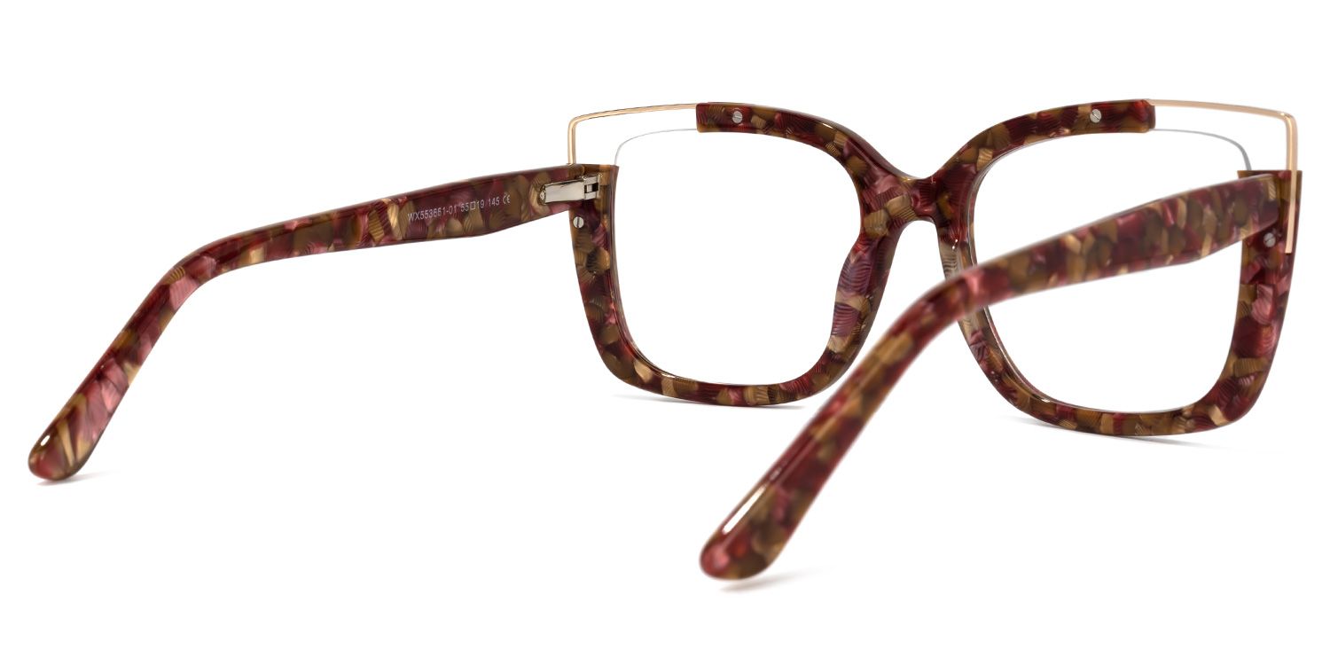 Dortch Rouge-Floral Carré Lunettes4