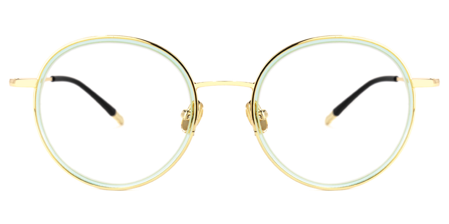LaWana Lunettes Rondes Dorées Vertes0