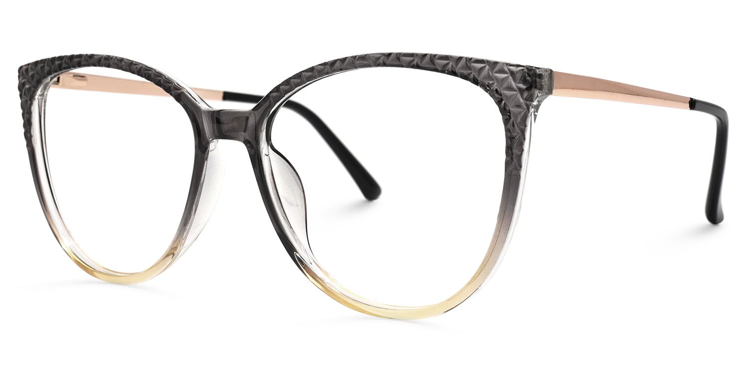 Wanda Noir-Jaune Cateye Lunettes1